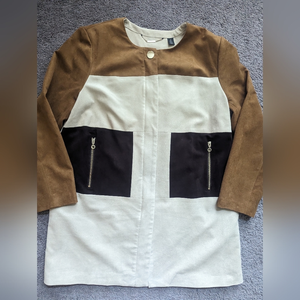 Chico's ladies career wear  suede look longline  jacket sz 3
